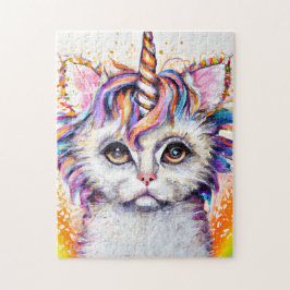 Unicorn Kitten Rainbow Watercolor Puzzle
