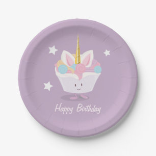 Unicorn-kleiner Kuchen mit Sterne PapierTeller