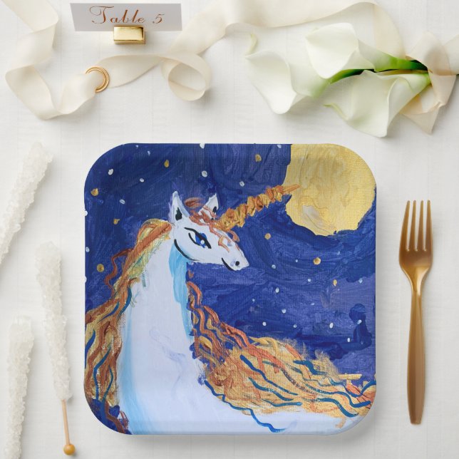 Unicorn "Kunst von Kindern" Pappteller (Hochzeit)