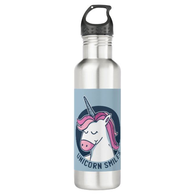 Unicorn Lächeln Edelstahlflasche (Vorderseite)