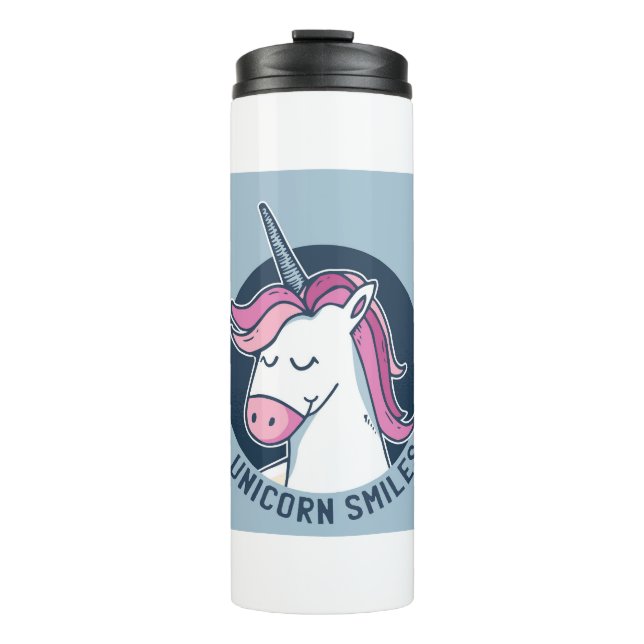 Unicorn Lächeln Thermosbecher (Vorderseite)