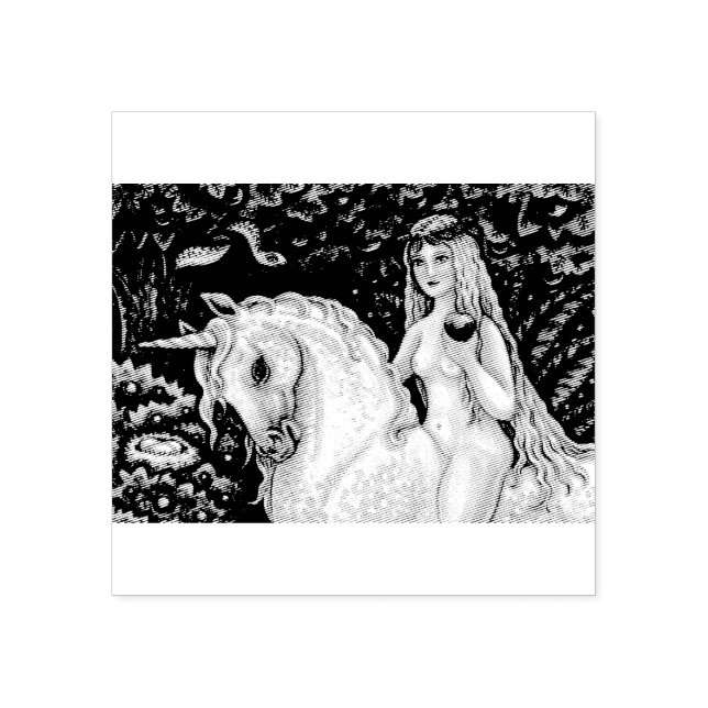UNICORN, LADY GODIVA, GARTEN DER EDEN RUBBER-BRIEF GUMMISTEMPEL (Prägung)