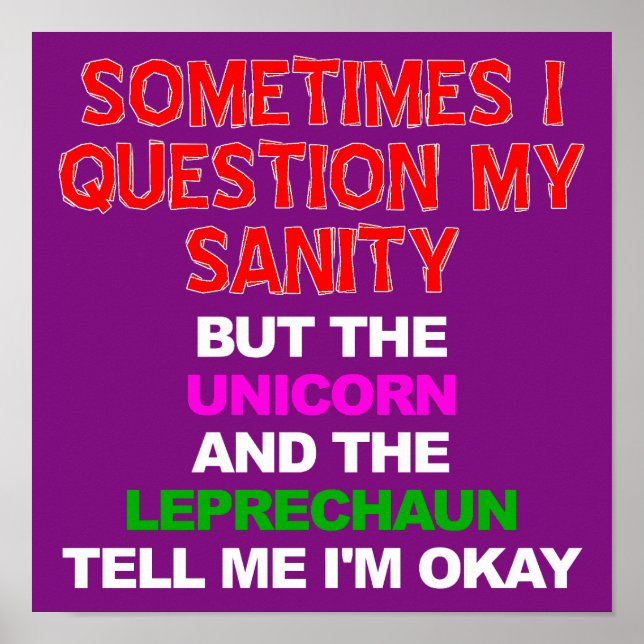 Unicorn Leprechaun Funny Poster Sign (Vorne)