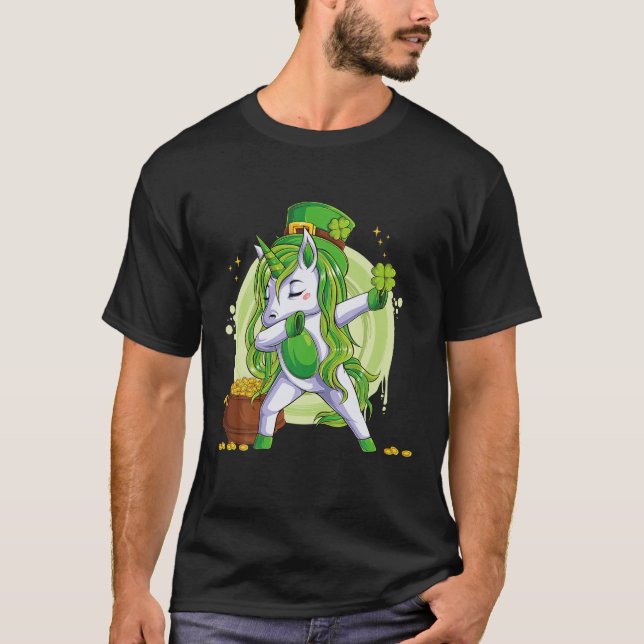 Unicorn Leprechaun Hat Kostüm Dabbing Dance Holdi T-Shirt (Vorderseite)