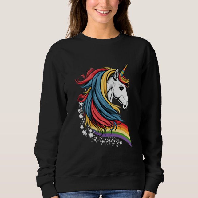 Unicorn LGBTQ Pride Rainbow Horse Sweatshirt (Vorderseite)