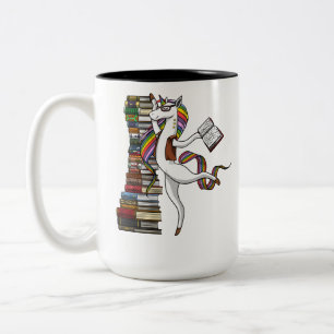 Unicorn Librarian Magical Book Reading Nerd Zweifarbige Tasse