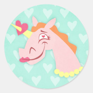 Unicorn-Liebe am ersten Anblick Runder Aufkleber