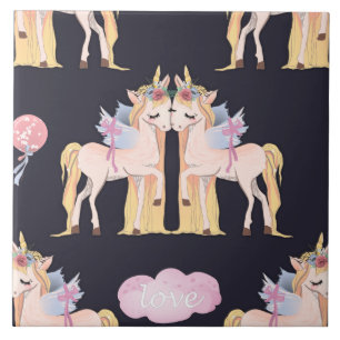 Unicorn Liebe Blue Fliese