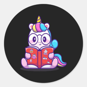 Unicorn liest hier Notizbuch Runder Aufkleber