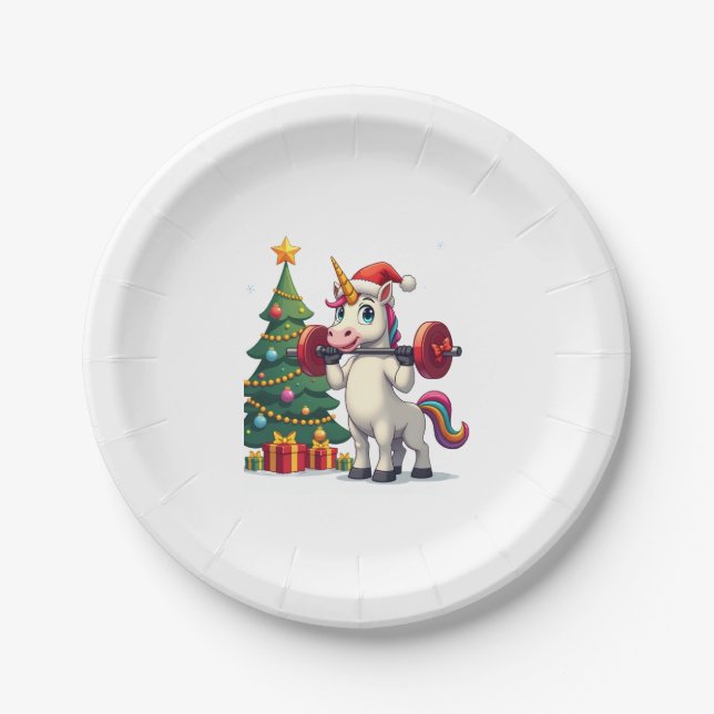 Unicorn Lifting Christmas Weightlifting Deadlift G Pappteller (Vorderseite)