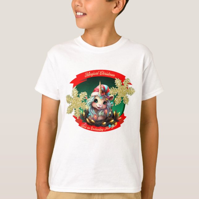 Unicorn Light Christmas T-Shirt (Vorderseite)