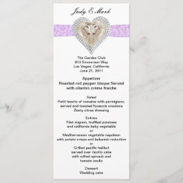 Unicorn Lila Lace Wedding Menu Card Menükarte