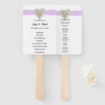 Unicorn Lila Lace Wedding Program Fans