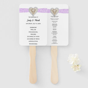 Unicorn Lila Lace Wedding Program Fans Fächer