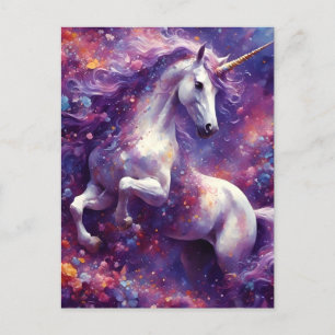 Unicorn Lila Mane Postkarte
