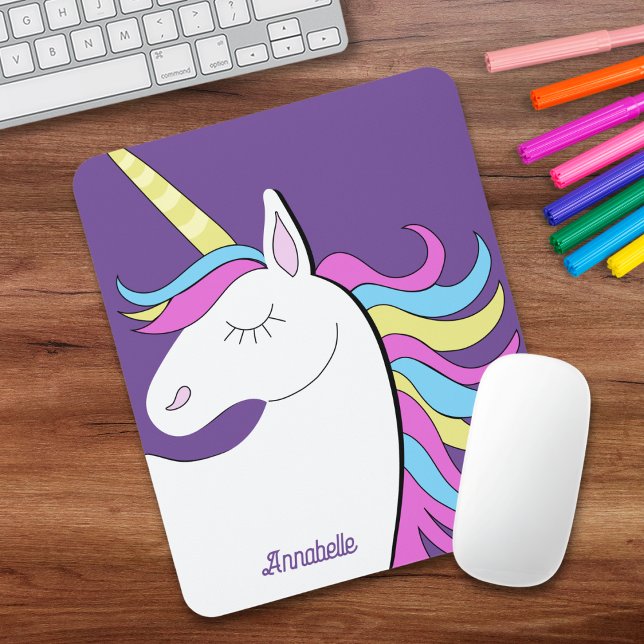 Unicorn Lila Pink Kinder Erwachsene Mousepad (Unicorn Pink Purple Personalized Mousepad)