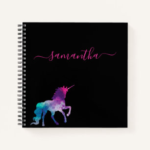 Unicorn lila-rosa-Monogramm-Skript Notizbuch