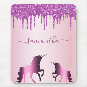 Unicorn lila Rosa-Name Mousepad
