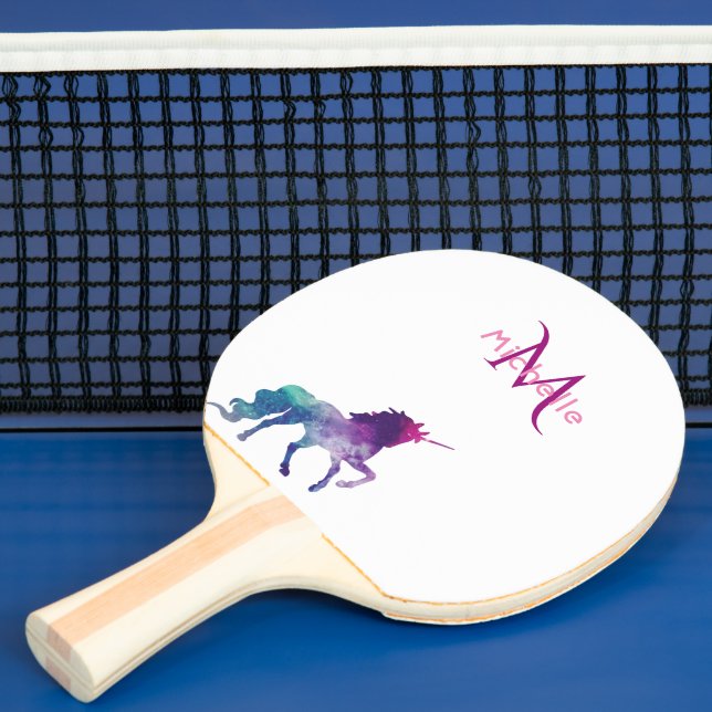 Unicorn, lila, weiße Monogramm Tischtennis Schläger (InSitu)