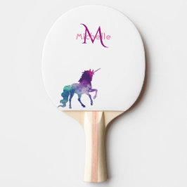 Unicorn, lila, weiße Monogramm Tischtennis Schläger