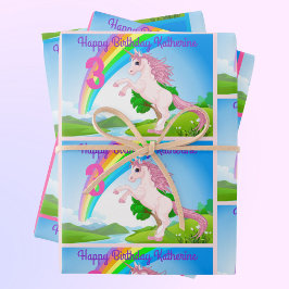 Unicorn Little Girl's Birthday Party Geschenk Wrap Geschenkpapier Set