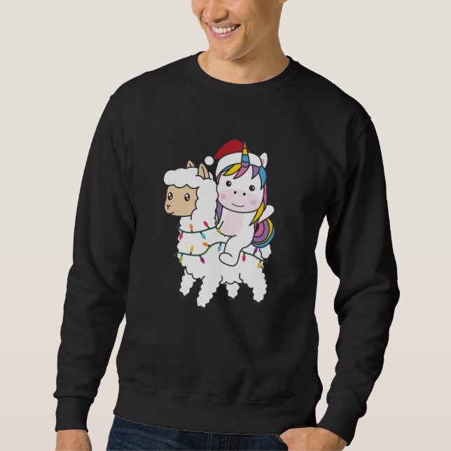 Unicorn Llama Weihnachtsschnee Wintertiere Sweatshirt (Vorderseite)