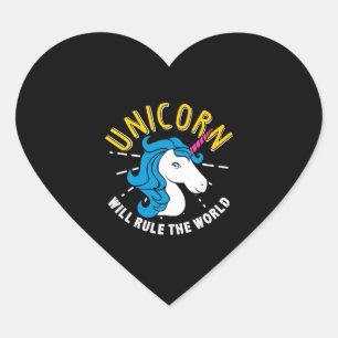 Unicorn Lover Gift Unicorn wird die Welt regieren Herz-Aufkleber
