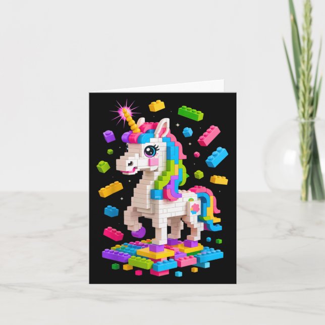 Unicorn Lover Master Builder Gebäude Bricks Block Karte (Vorderseite)