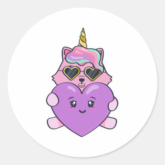 Unicorn Lovers Runder Aufkleber (Vorderseite)