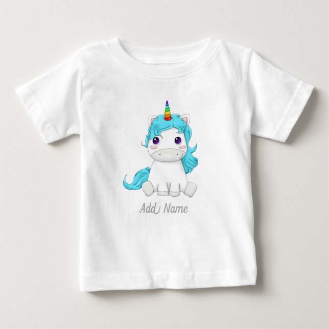 Unicorn lustig u. personalisierter Unicorn magisch Baby T-shirt (Vorderseite)