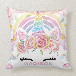 Unicorn Luxury Glitzer Rainbow Kissen