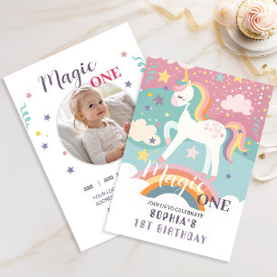 Unicorn Magic First Birthday Party Einladung