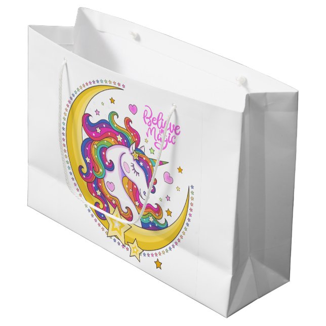 Unicorn Magic Gift Bags Große Geschenktüte (Vorderseite Schrägansicht)