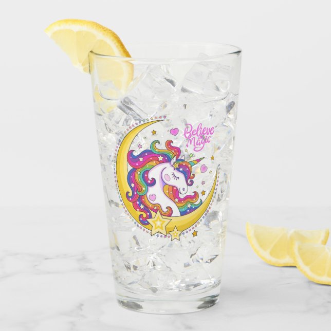 Unicorn Magic Glass Tumbler (Vorderseite Ice)