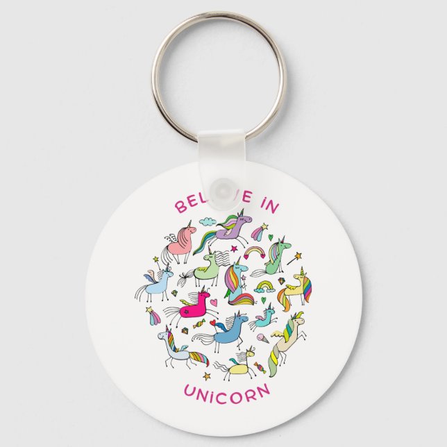 Unicorn Magic Kawaii Schlüsselanhänger (Vorderseite)