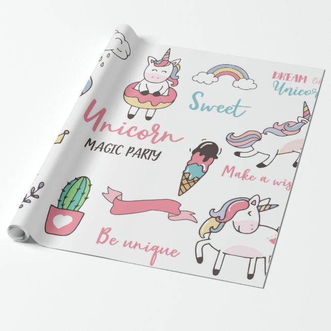 Unicorn Magic Party Geschenkpapier (Ungerollt)