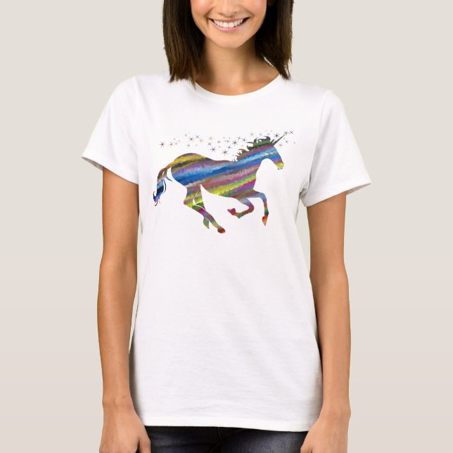Unicorn Magic Striped Women's T-Shirt (Vorderseite)