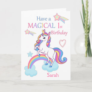 Unicorn Magical 1. Geburtstag Pink Karte
