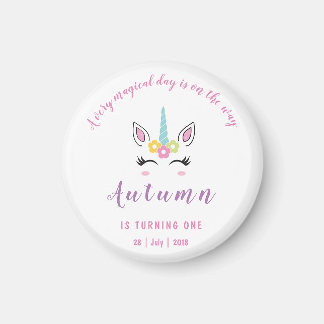 Unicorn Magical Birthday Magnet (Vorne)