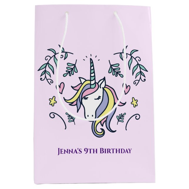 Unicorn Magical Birthday Mittlere Geschenktüte (Vorderseite)