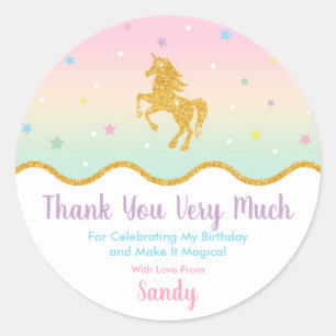 Unicorn Magical Birthday Party Gunst Sticker