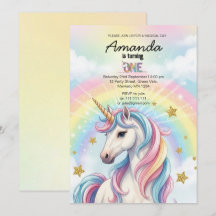Unicorn Magical Birthday Party Invitation Card