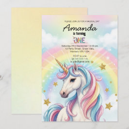 Unicorn Magical Birthday Party Invitation Card Einladung