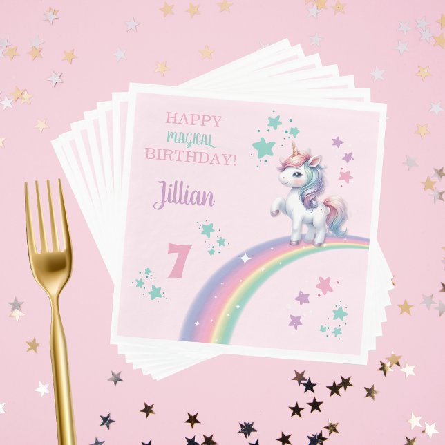 Unicorn Magical Birthday Party Serviette (Magical Happy Birthday Unicorn Napkin )
