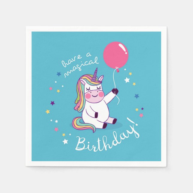 Unicorn Magical Birthday Serviette (Vorderseite)