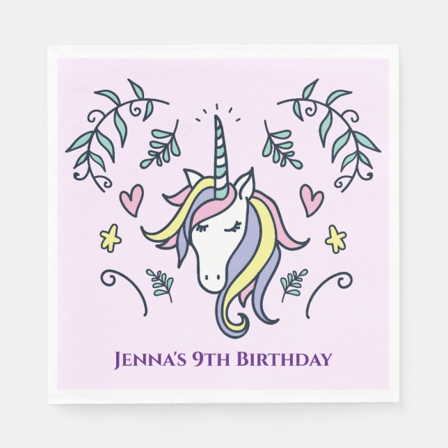 Unicorn Magical Birthday Serviette (Vorderseite)