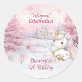 Unicorn Magical Celebration 6. Geburtstagsparty Runder Aufkleber