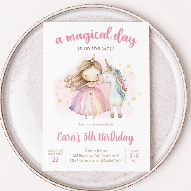 Unicorn Magical Day Birthday Party Einladung (Unicorn Birthday Party Invitation)