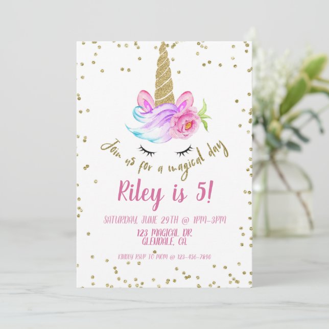 UNICORN, MAGICAL, GEBURTSTAG, KINDER (Stehend Vorderseite)