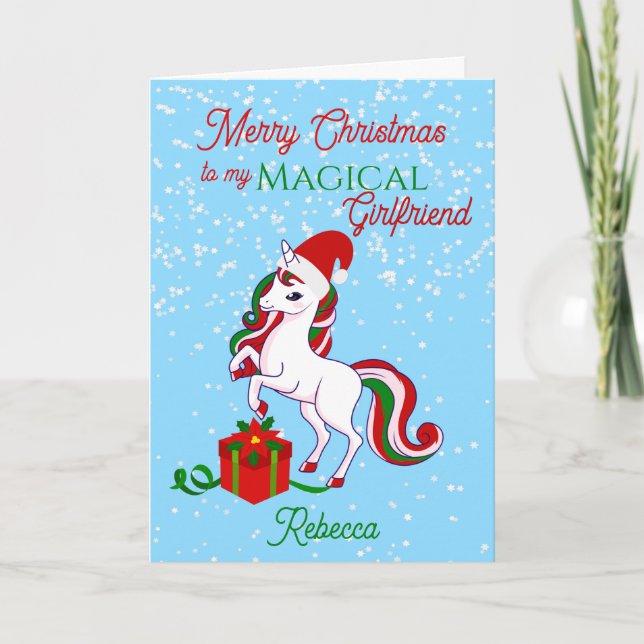 Unicorn Magical Girlfriend Christmas Card Karte (Vorderseite)